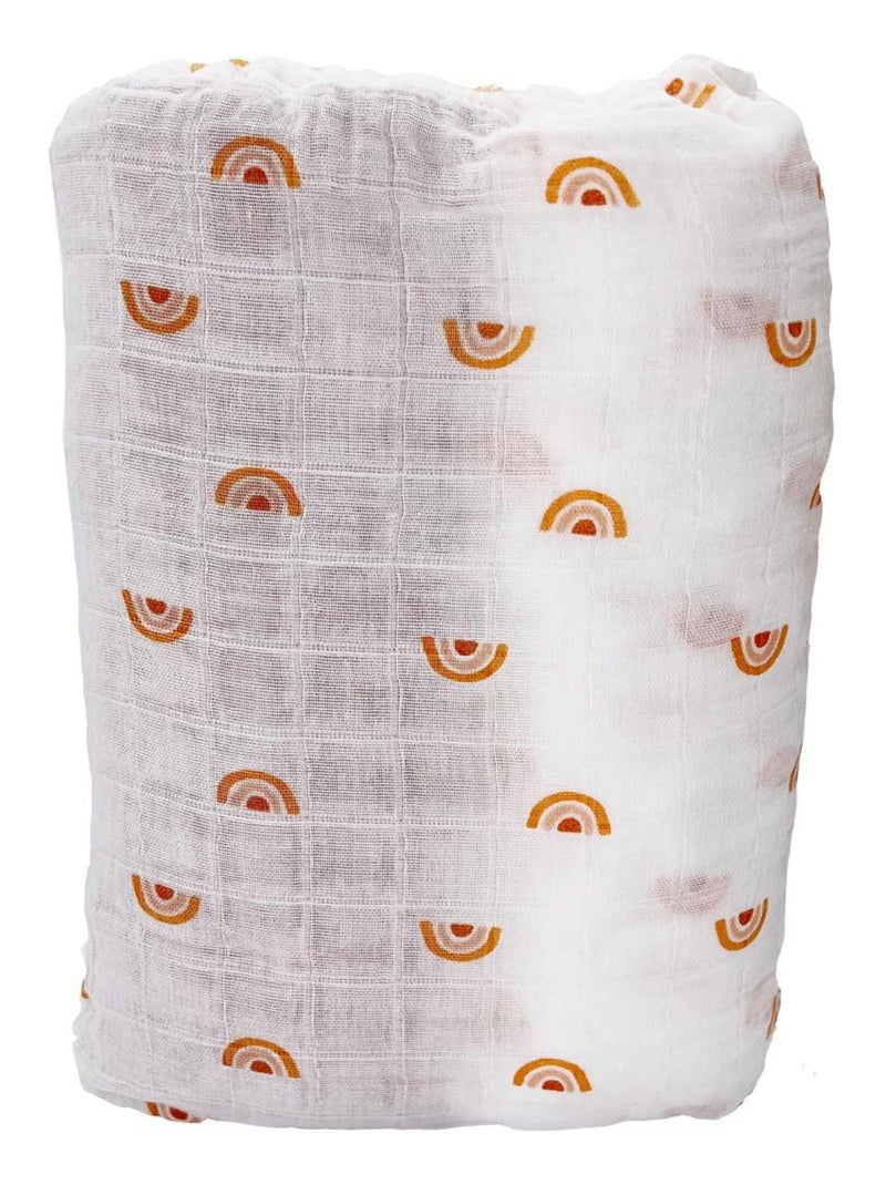Set van 2 witte hoeslakens voor baby's van biologisch katoen Oranje - Kiabi