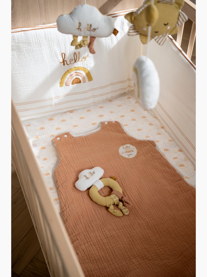 Set van 2 witte hoeslakens voor baby's van biologisch katoen Oranje - Kiabi