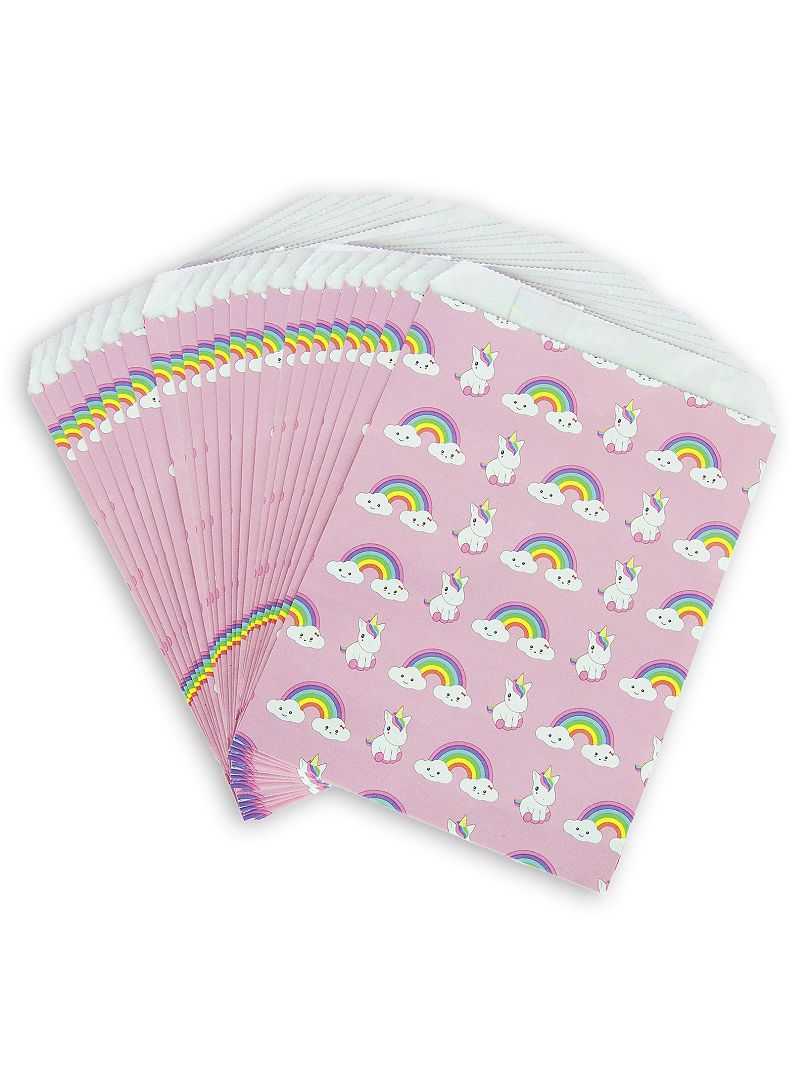 Set van 25 papieren tasje van 'eenhoorn’ roze - Kiabi