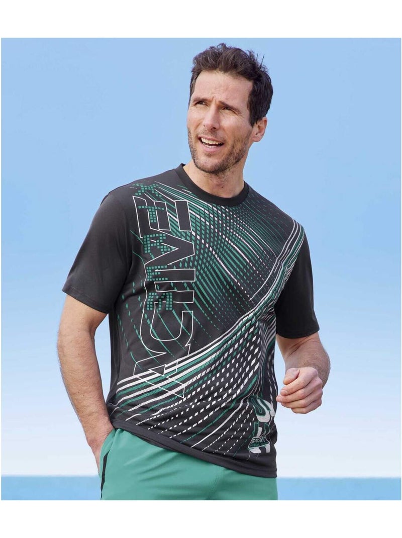 Set van 3 Active Sport T-shirts     - ATLAS FOR MEN Wit Groen Grijs - Kiabi