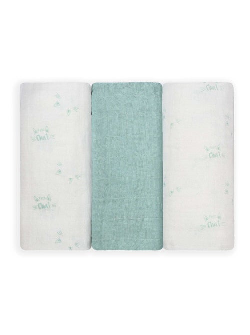 Set van 3 baby hydrofiele doeken kattenmotief - Kiabi