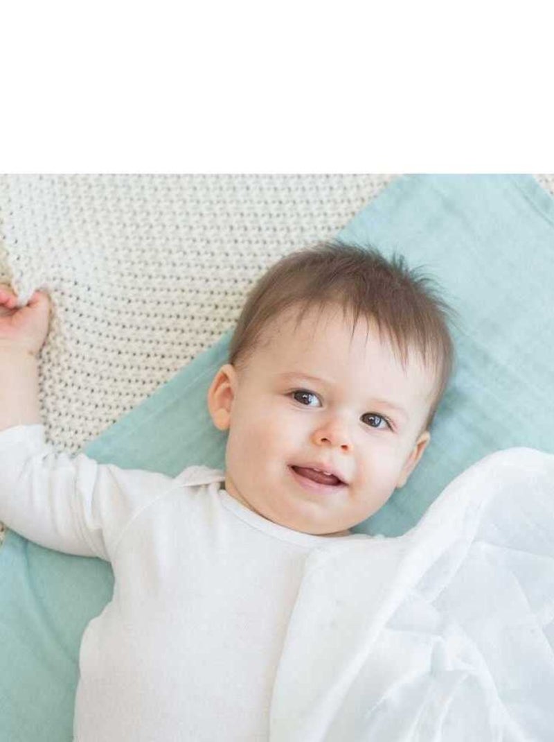 Set van 3 baby hydrofiele doeken kattenmotief Groen - Kiabi