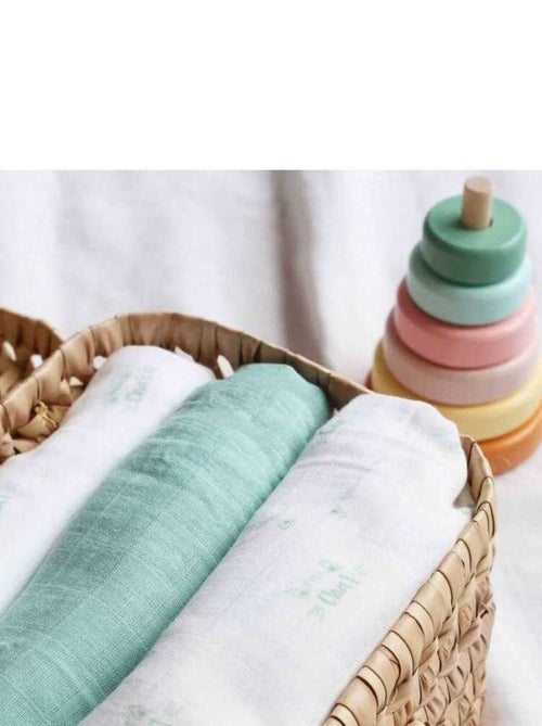 Set van 3 baby hydrofiele doeken kattenmotief - Kiabi