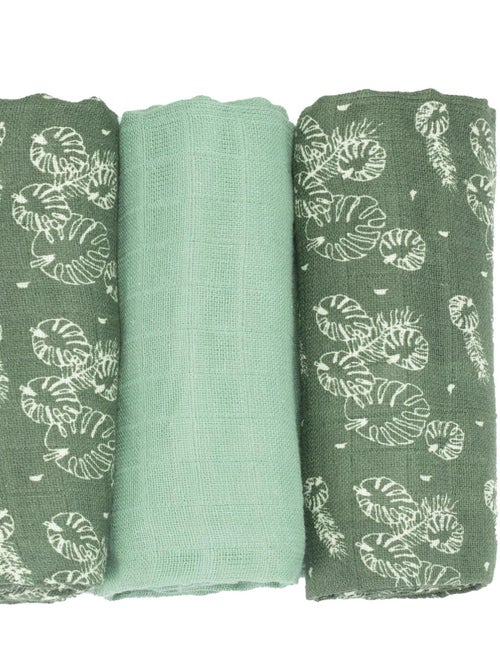 Set van 3 babyluiers met bladmotief - Kiabi