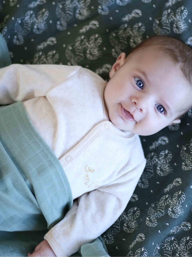 Set van 3 babyluiers met bladmotief Groen - Kiabi
