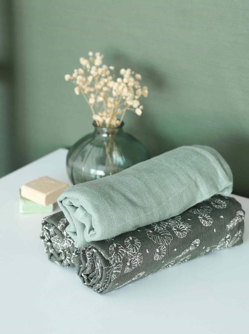 Set van 3 babyluiers met bladmotief - Kiabi