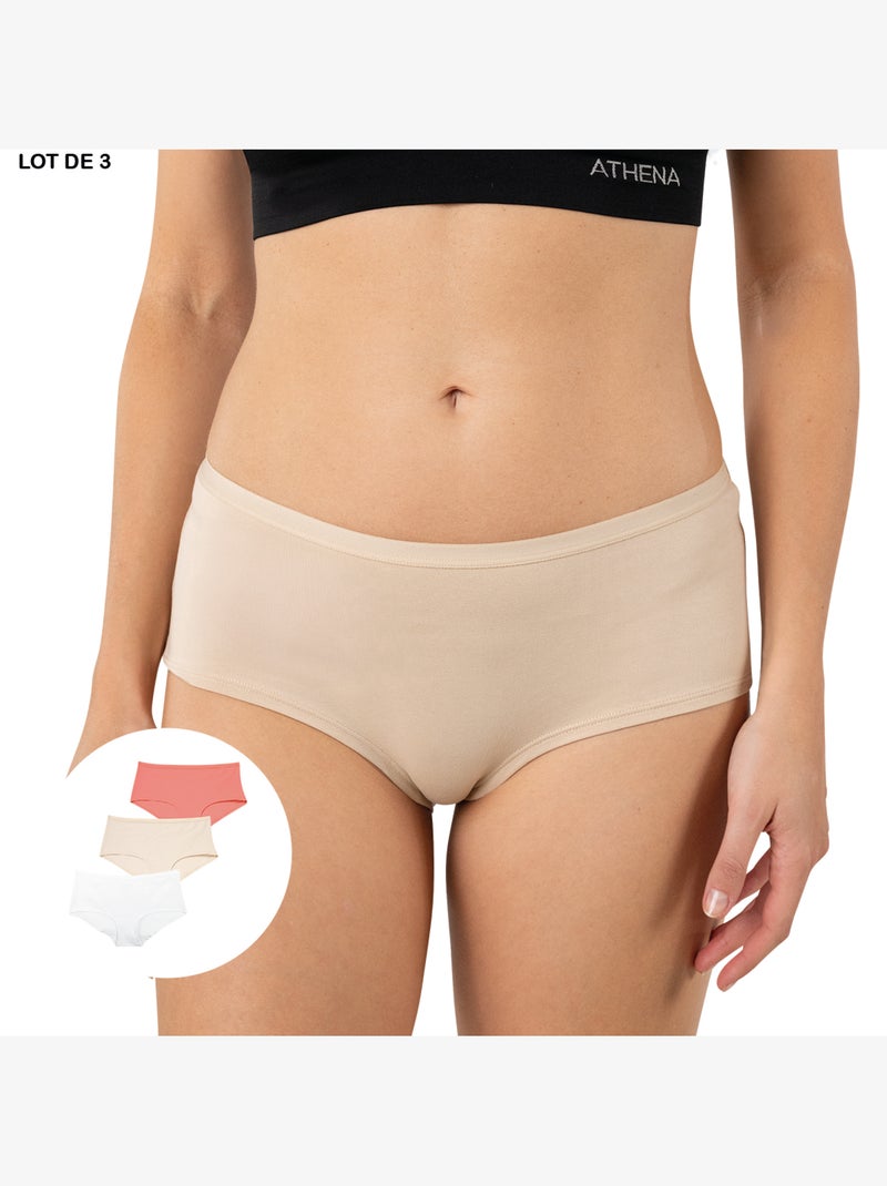 Set van 3 boxershorts dames ecopack basic athena Beige - Kiabi