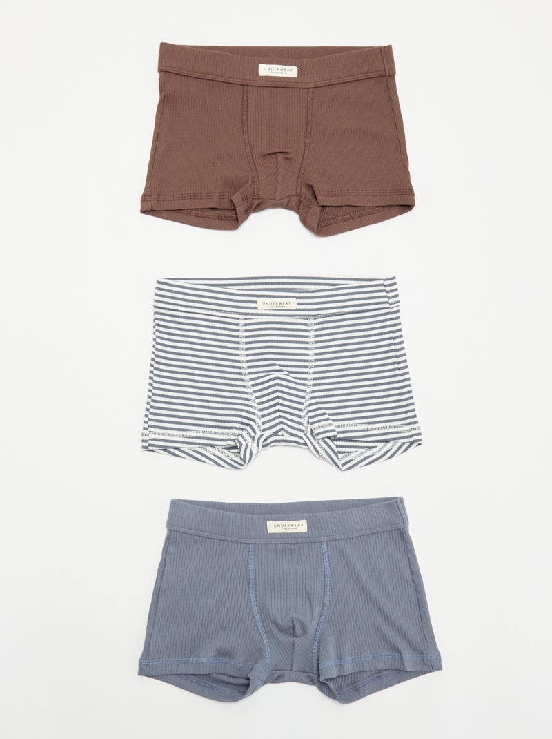Set van 3 boxershorts van ribtricot Grijs - Kiabi