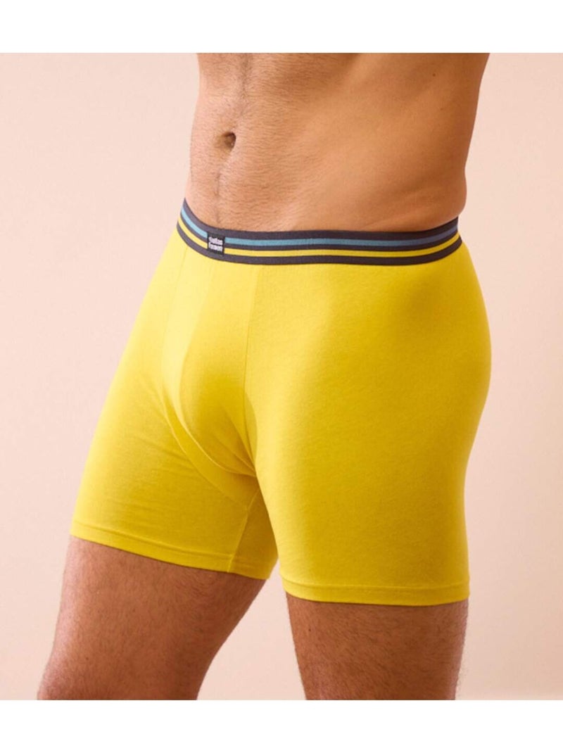 Set van 3 boxershorts van stretchkatoen  - ATLAS FOR MEN Blauw Geel - Kiabi