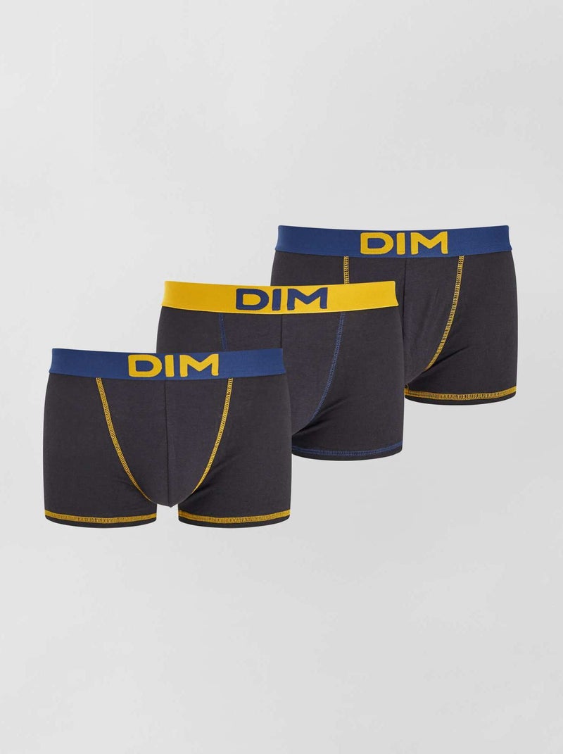 Set van 3 boxershorts van stretchkatoen MIX AND COLORS 'DIM' GEEL - Kiabi