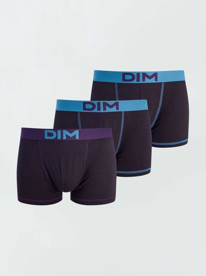 Set van 3 boxershorts van stretchkatoen MIX AND COLORS 'DIM' ZWART - Kiabi