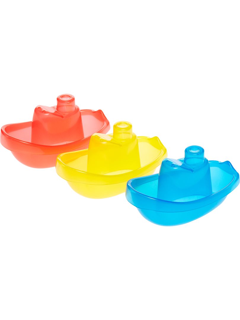 Set van 3 drijvende bootjes voor in bad blauw/geel/oranje  - Kiabi