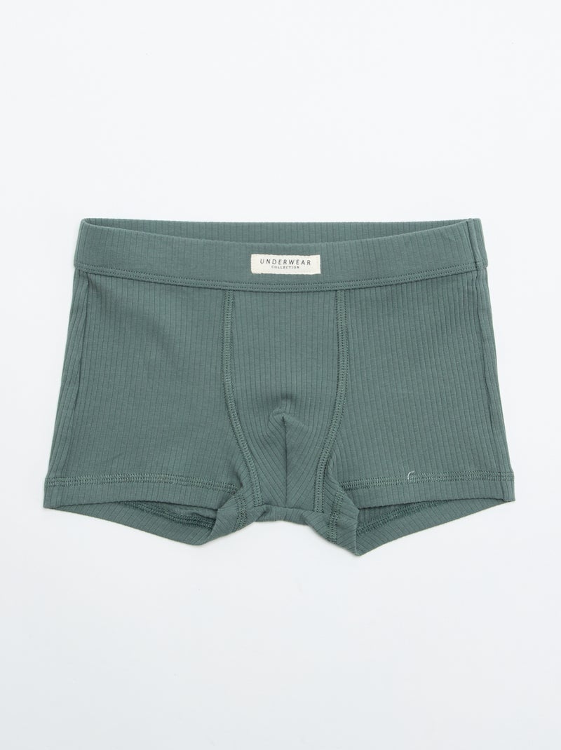 Set van 3 effen boxershorts Groen - Kiabi