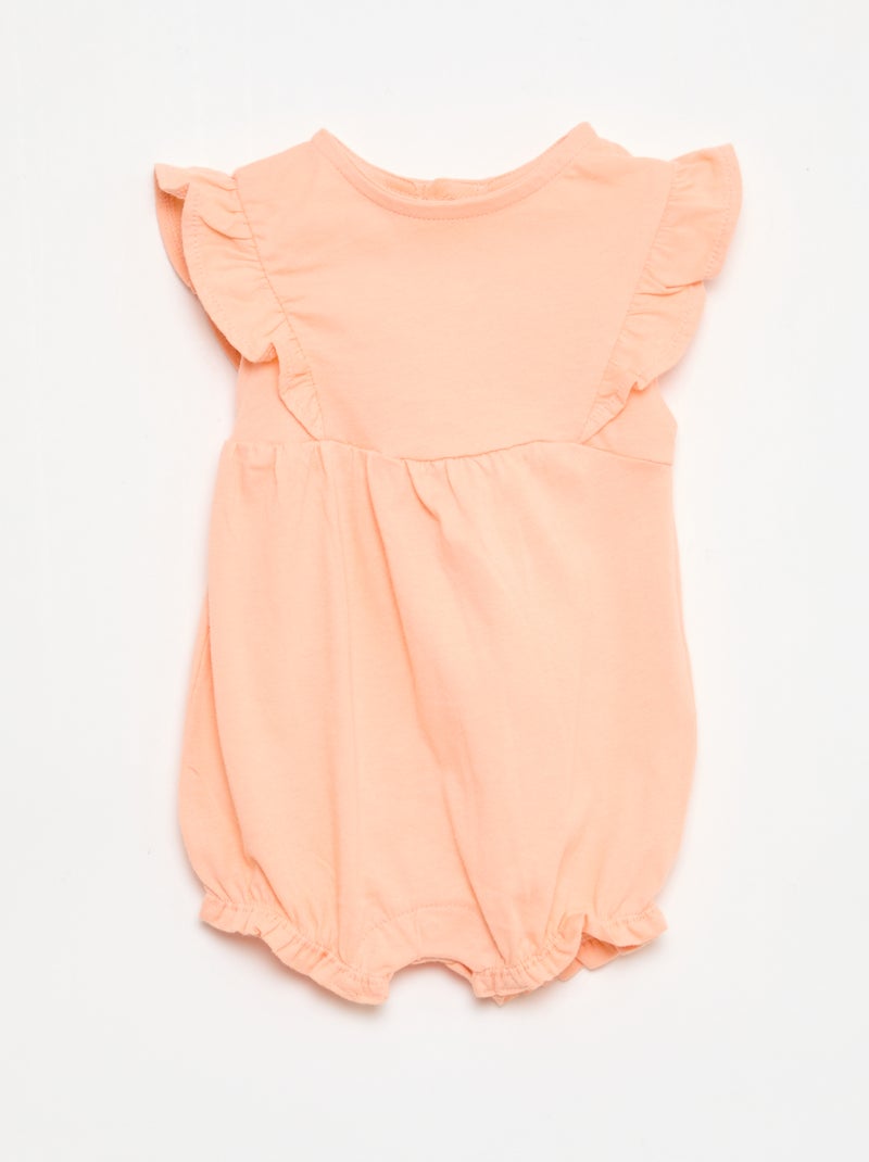 Set van 3 effen en geplooide rompertjes Oranje - Kiabi