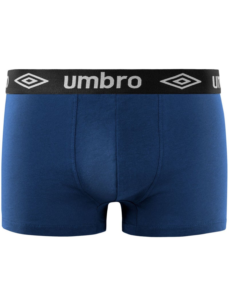 Set van 3 effen katoenen boxershorts voor heren Blauw - Kiabi