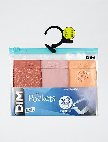 Set van 3 effen katoenen slips 'DIM'