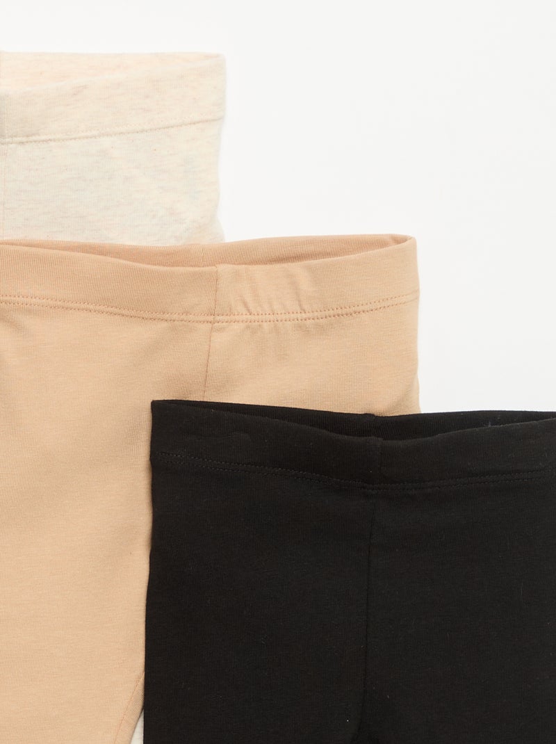 Set van 3 effen leggings van jerseytricot Zwart - Kiabi