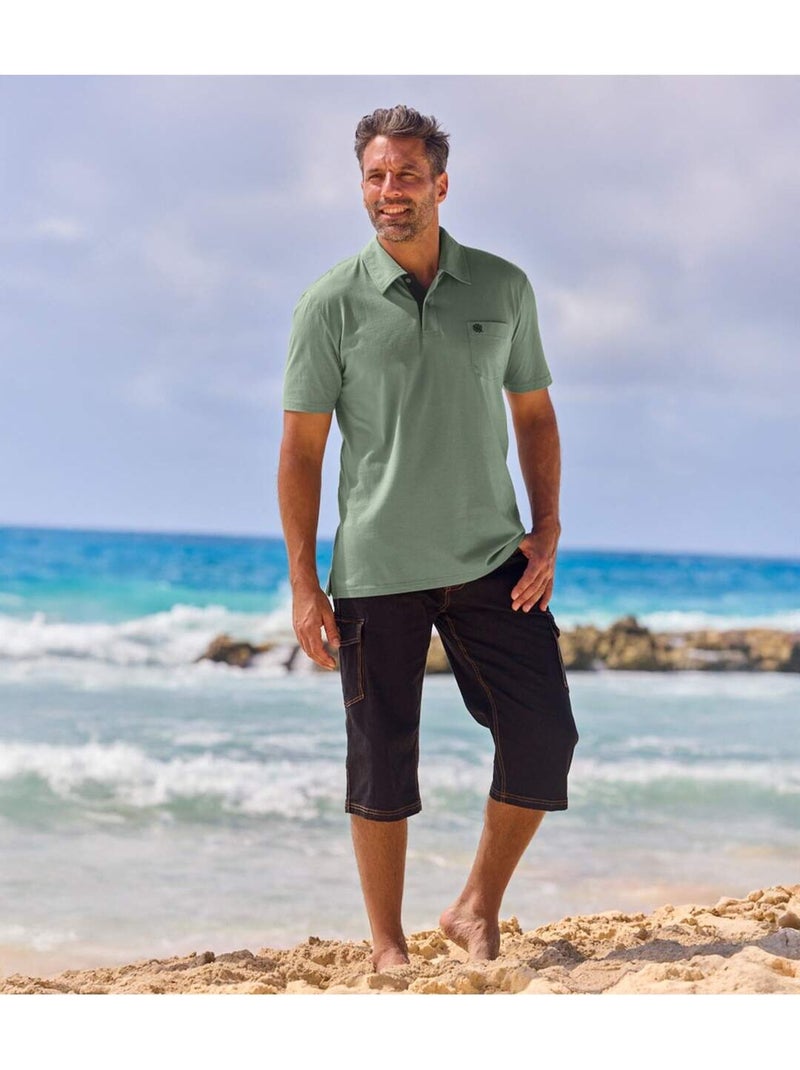 Set van 3 effen polo’s van katoen - ATLAS FOR MEN Zwart/Groen/Rood - Kiabi