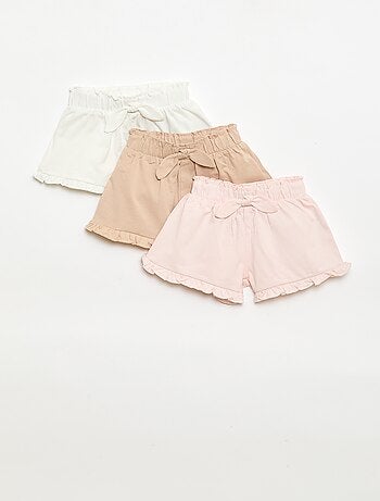 Set van 3 effen shorts met volants