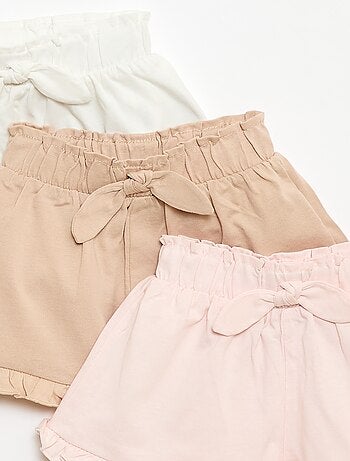 Set van 3 effen shorts met volants