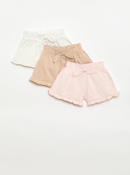 Set van 3 effen shorts met volants - Kiabi