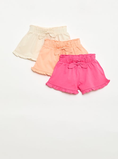 Set van 3 effen shorts met volants - Kiabi