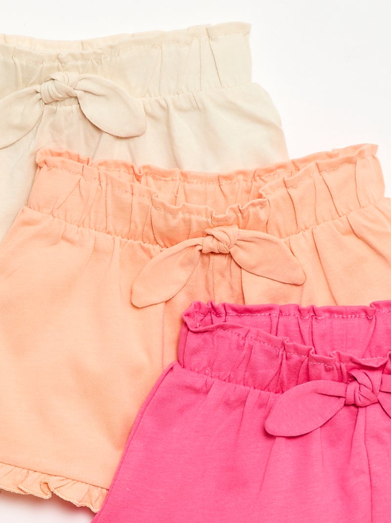 Set van 3 effen shorts met volants Oranje - Kiabi