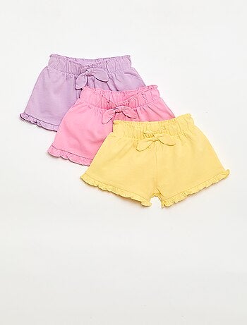 Set van 3 effen shorts met volants