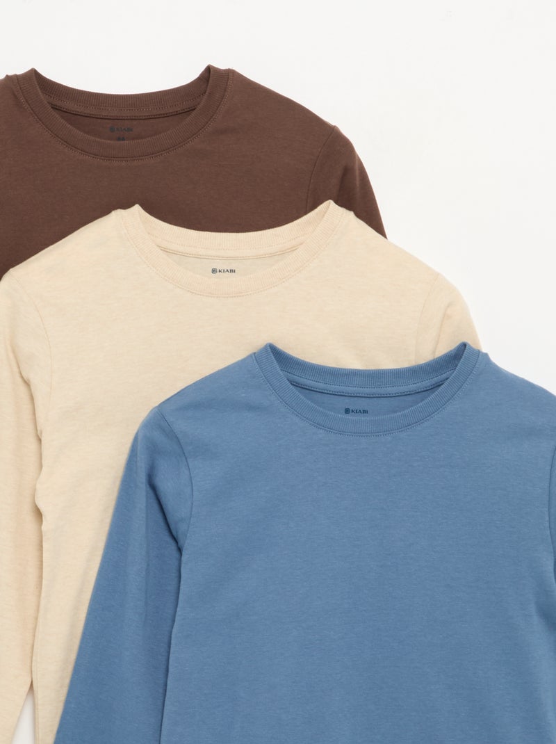 Set van 3 effen T-shirts Bruin - Kiabi
