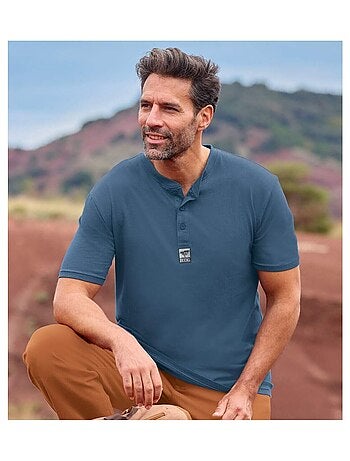 Set van 3 effen T-shirts met Henley kraag - ATLAS FOR MEN