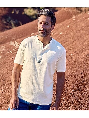Set van 3 effen T-shirts met Henley kraag - ATLAS FOR MEN
