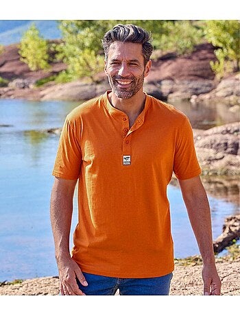 Set van 3 effen T-shirts met Henley kraag - ATLAS FOR MEN