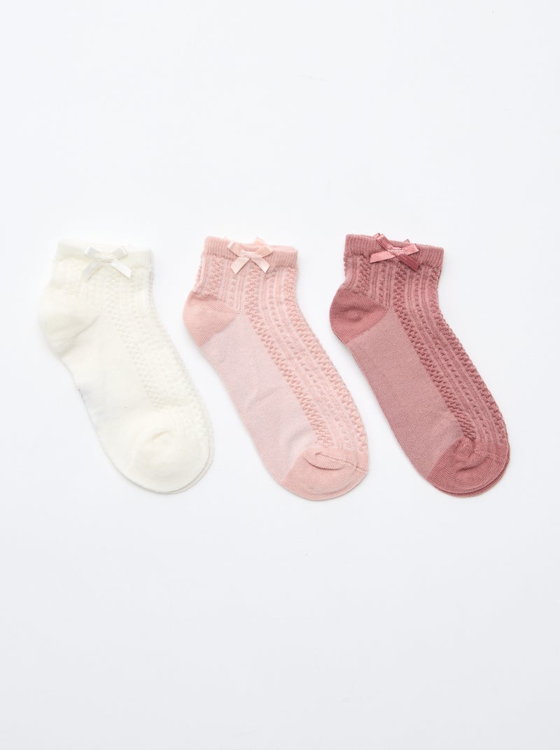 Set van 3 enkelsokken met ruches Rose - Kiabi
