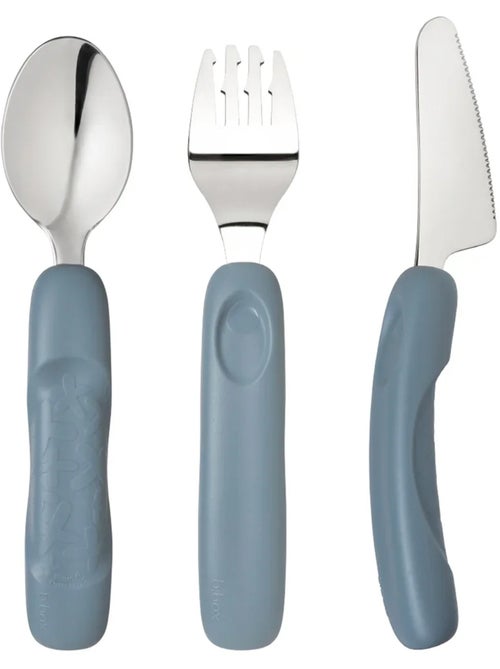 Set van 3 ergonomisch kinderbestek van roestvrij staal | b.box - Kiabi Set van 3 ergonomisch kinderbestek van roestvrij staal | b.box - Kiabi