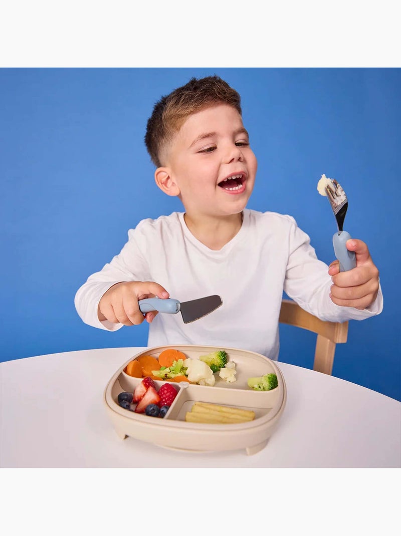 Set van 3 ergonomisch kinderbestek van roestvrij staal | b.box Blauw - Kiabi