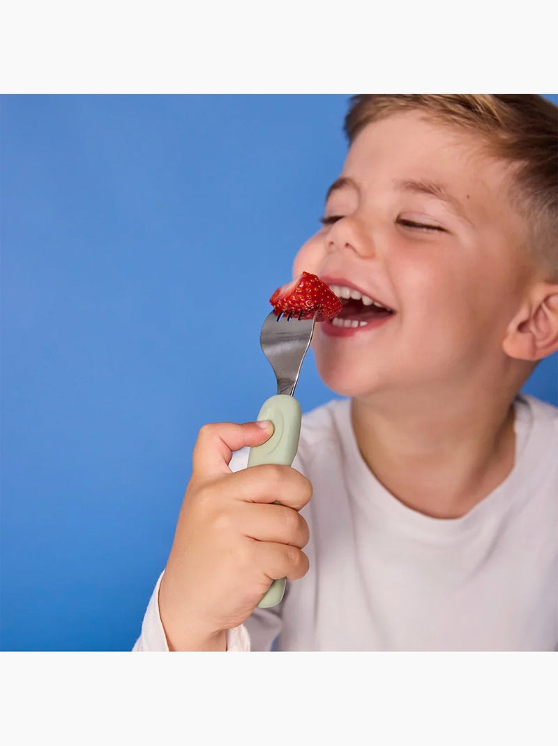 Set van 3 ergonomisch kinderbestek van roestvrij staal | b.box Groen - Kiabi