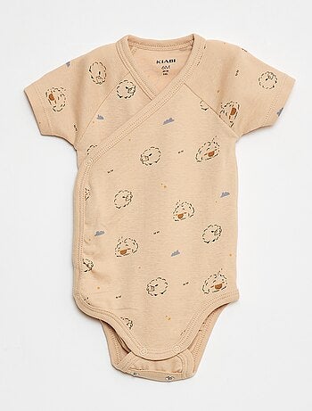 Set van 3 gekruiste meegroei-bodysuits met korte mouwen