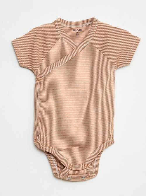 Set van 3 gekruiste meegroei-bodysuits met korte mouwen - Kiabi