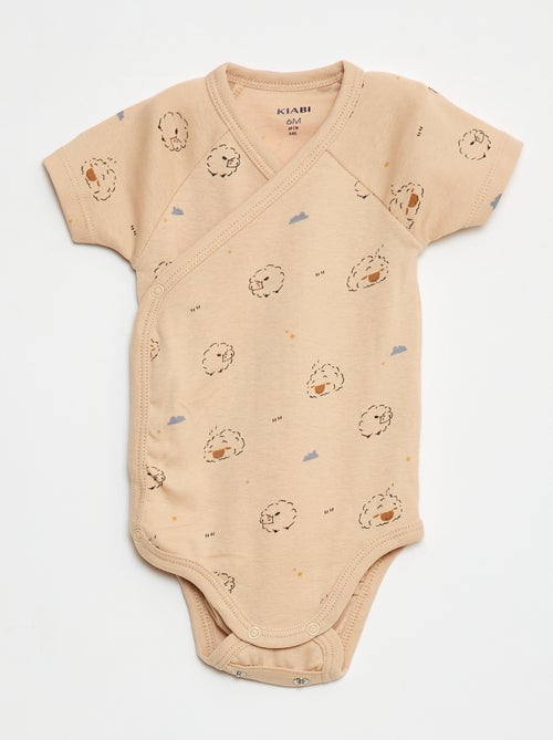 Set van 3 gekruiste meegroei-bodysuits met korte mouwen - Kiabi