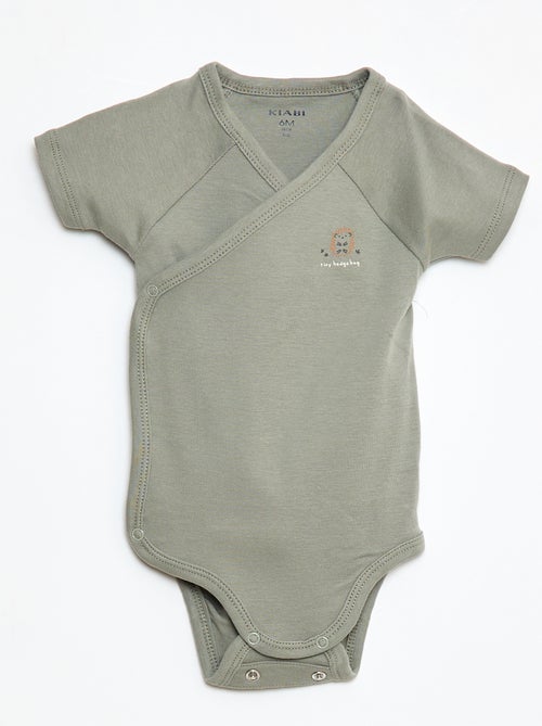 Set van 3 gekruiste meegroei-bodysuits met korte mouwen - Kiabi