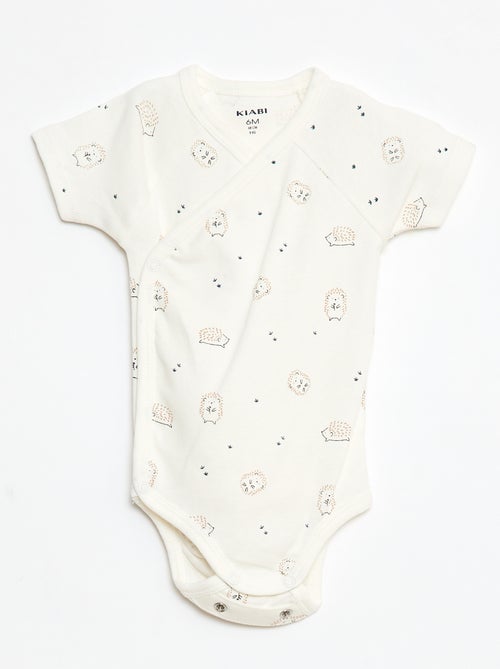Set van 3 gekruiste meegroei-bodysuits met korte mouwen - Kiabi