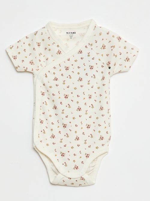 Set van 3 gekruiste meegroei-bodysuits met korte mouwen - Kiabi Set van 3 gekruiste meegroei-bodysuits met korte mouwen - Kiabi