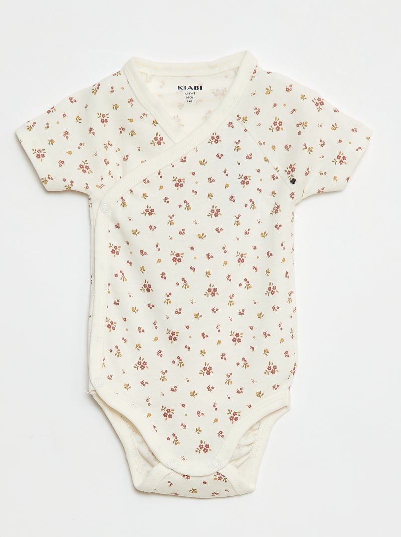 Set van 3 gekruiste meegroei-bodysuits met korte mouwen Rose - Kiabi