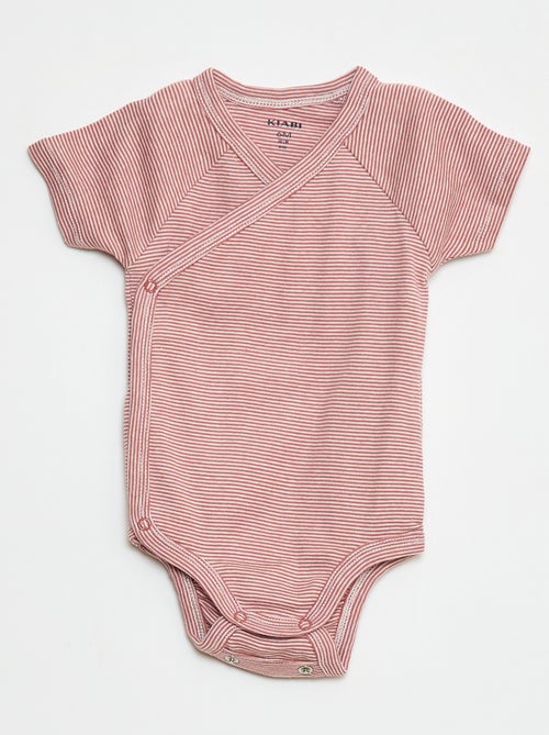 Set van 3 gekruiste meegroei-bodysuits met korte mouwen - Kiabi Set van 3 gekruiste meegroei-bodysuits met korte mouwen - Kiabi