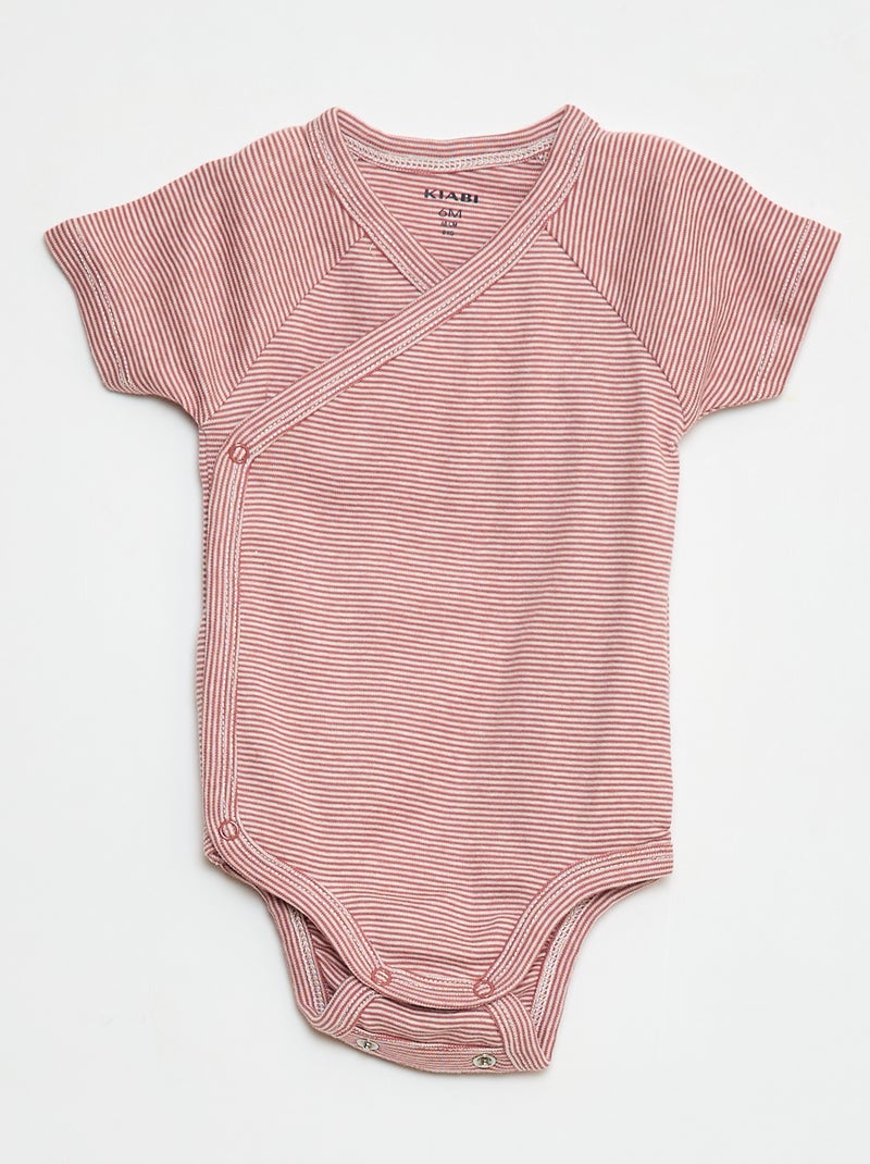 Set van 3 gekruiste meegroei-bodysuits met korte mouwen Rose - Kiabi