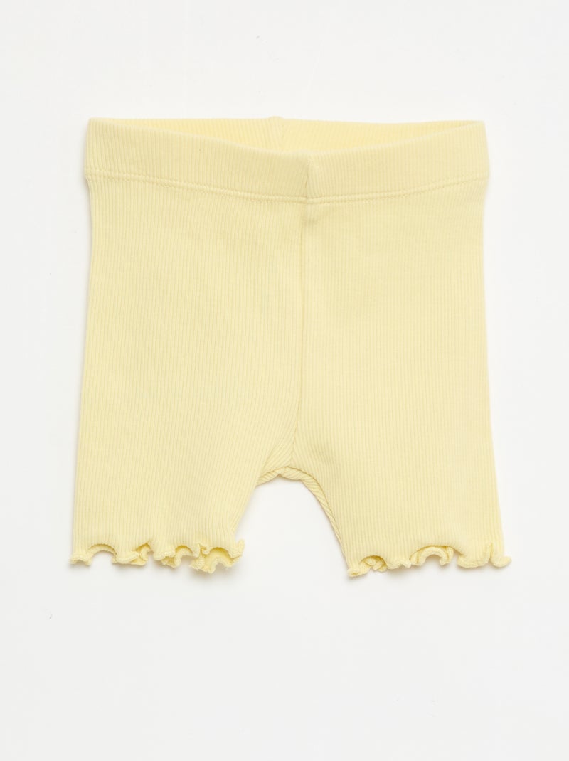 Set van 3 geribbelde fietsbroeken Geel - Kiabi