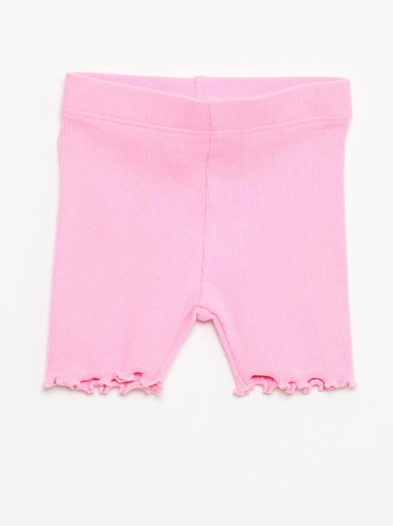 Set van 3 geribbelde fietsbroeken Geel - Kiabi