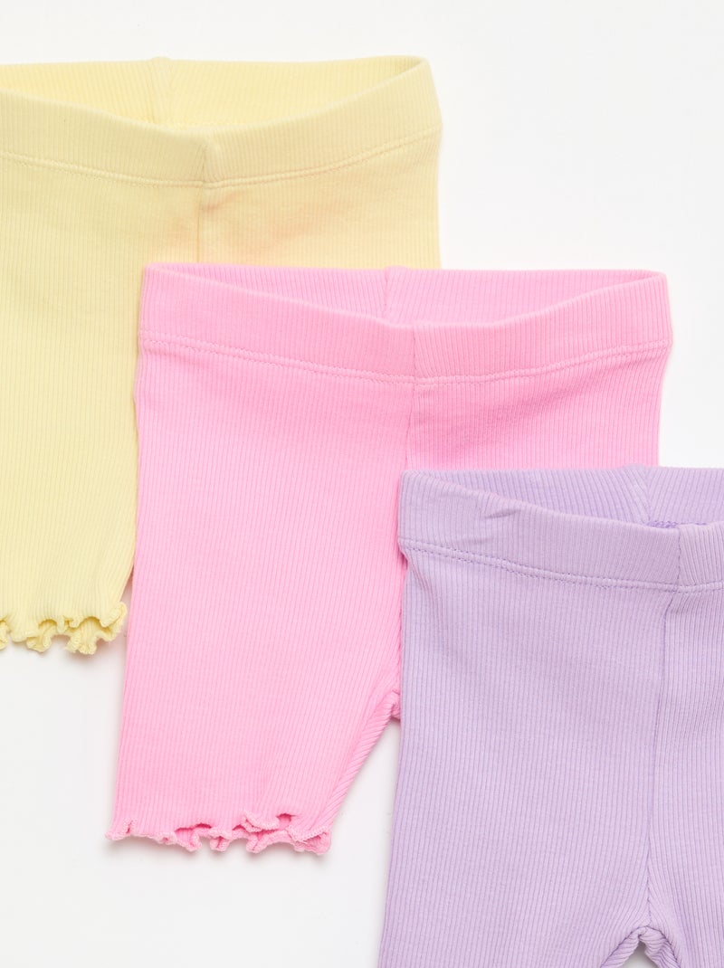 Set van 3 geribbelde fietsbroeken Geel - Kiabi