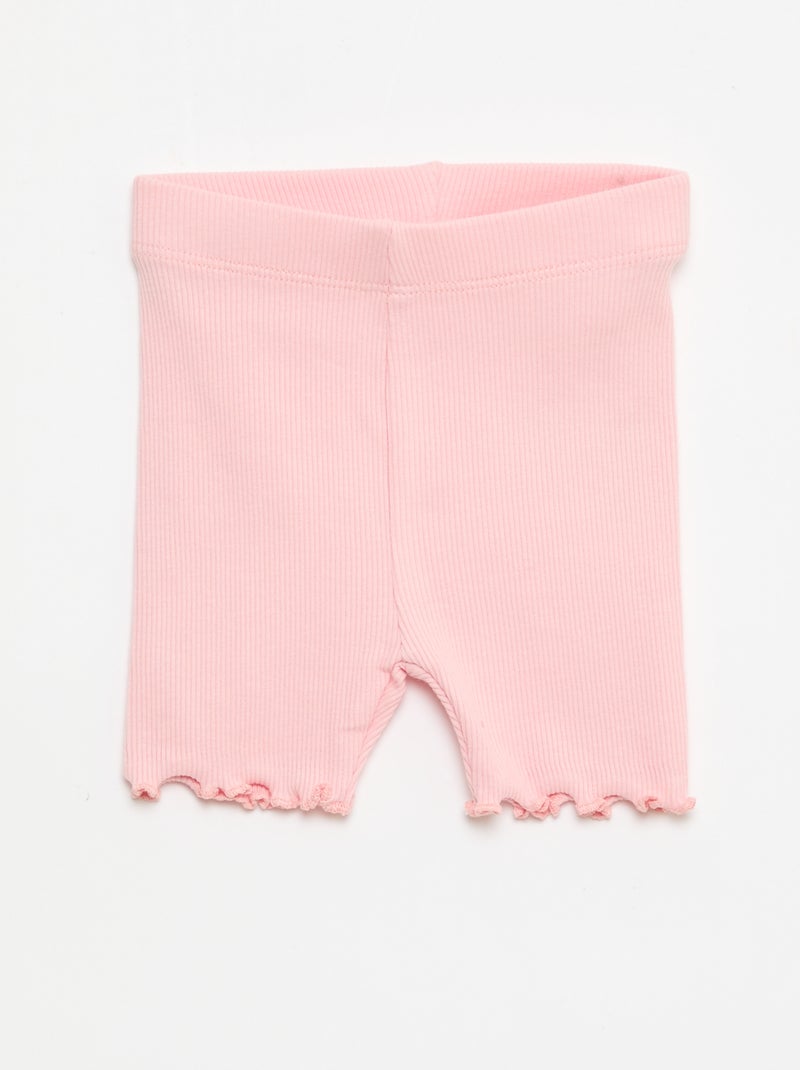 Set van 3 geribbelde fietsbroeken Rose - Kiabi