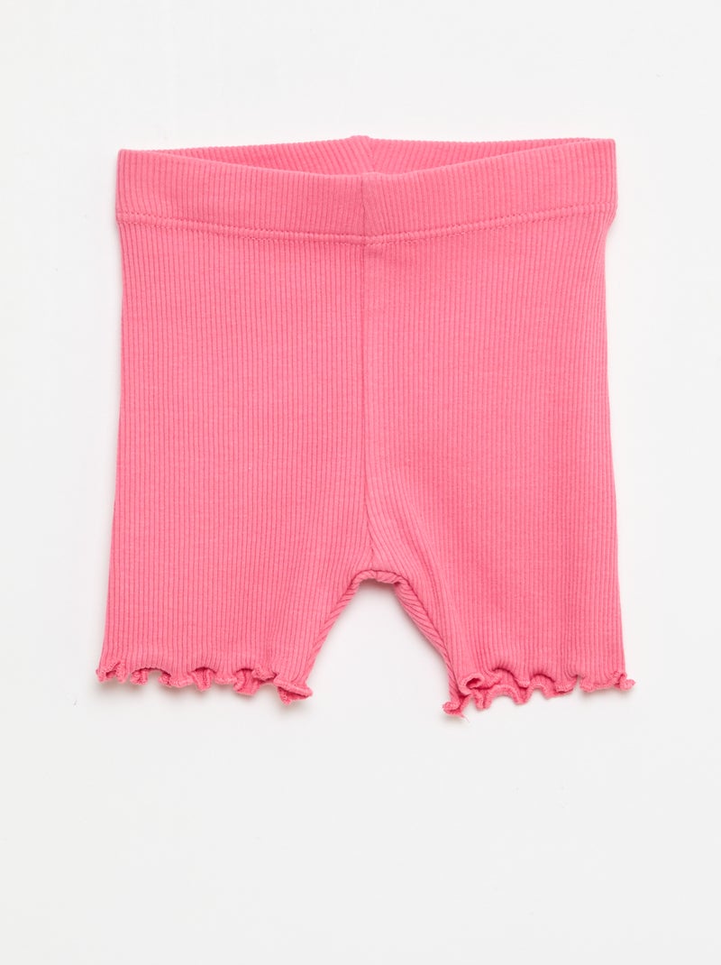 Set van 3 geribbelde fietsbroeken Rose - Kiabi